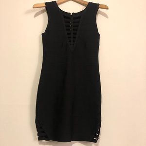 Bebe ribbed bodycon mini black dress sleeveless